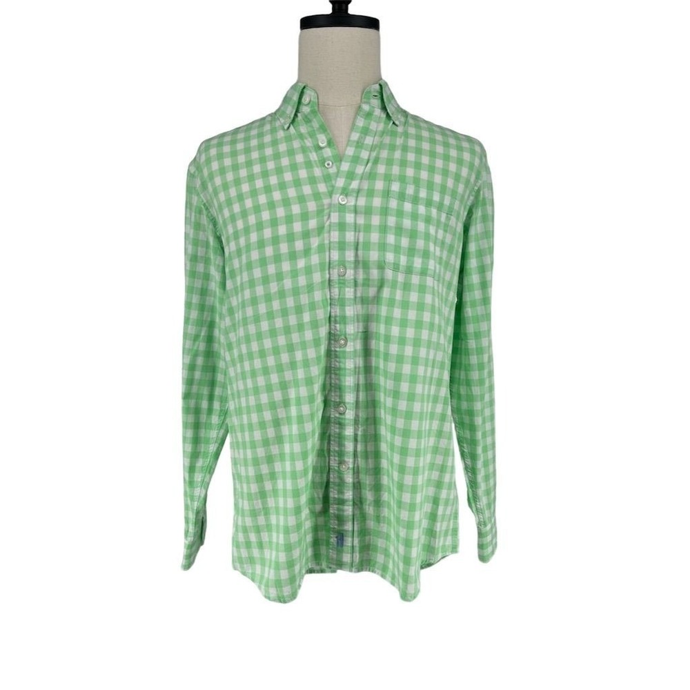 Johnnie-O Men's Green Check Gingham Button-Up Shirt Size L Long Sleeve Casual